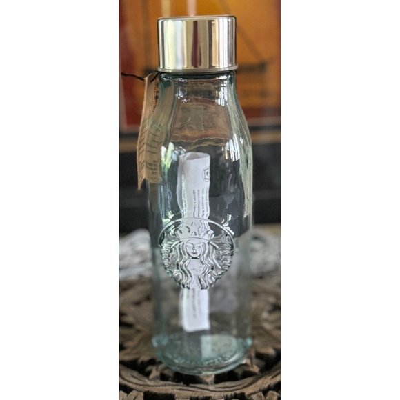 Starbucks Siren Mermaid Logo Recycled Glass Water Bottle NEW 20 fl oz - Picture 1 of 3
